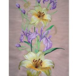 [Машинная вышивка] Лилии с ирисами flw0076 [Embroidery shop]